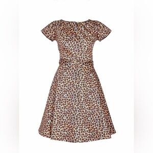 Lady Vintage London Day Dress Leopard Tan New